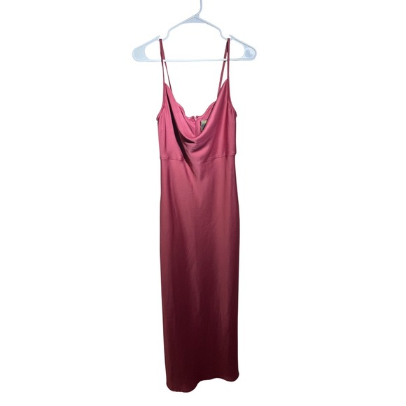 Taylor Dresses & Skirts - Taylor Womens Mauve Satin Cowl Neck Spaghetti Strap Midi Slip Dress Size 4